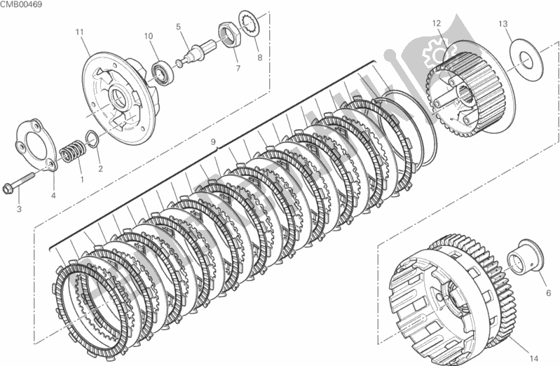 All parts for the Clutch of the Ducati Monster 821 USA 2019